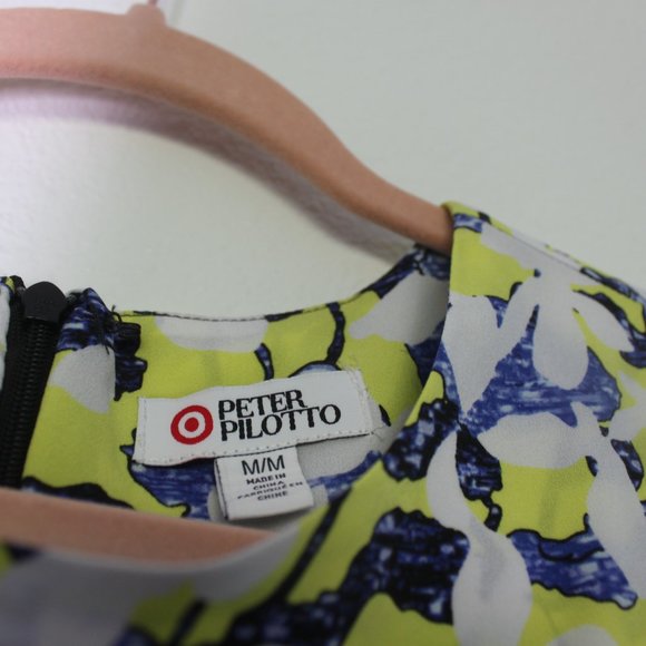 Peter Pilotto Target Dress Striped floral Spring Flounce Hem Shift - Size Medium - Picture 4 of 8